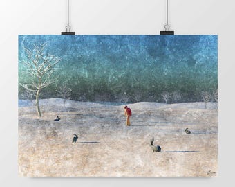 Museum-quality, eco-friendly horizontal poster - "The Rabbit Man"
