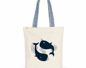 Eco-friendly tote bag "Épopée Nautique" – Recycled cotton & woven handles | Sturdy shopping bag