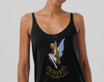 Women's fitted organic cotton tank top - "Enchantée"