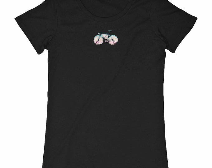 Women's organic cotton T-shirt - 140g - organic cotton - "Little pink bike" - cycling gift