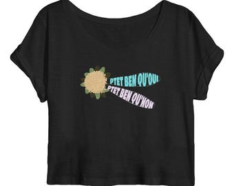 Women's organic cotton crop top – daisy pattern – boho style – "Ptet ben" – summer, handmade