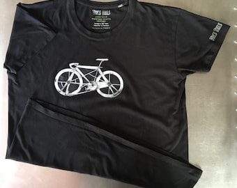 Organic cotton T-shirt, size M - bicycle design, map style - Free delivery in Paris