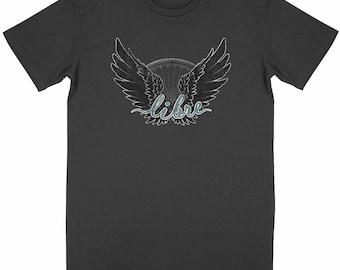Unisex organic cotton cycling t-shirt - Freewheel and wings - Freedom spirit