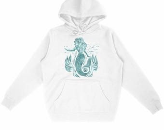 Unisex organic lightweight hoodie – Aloha Mermaid – organic cotton & recycled polyester – original design