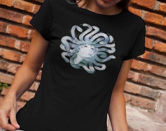Mythology T-shirt, organic cotton for women - "Medusa New Age"