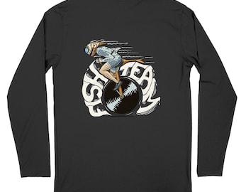 Organic cotton t-shirt - men's - black - 180g - long sleeves - "Mono crazy"