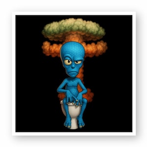 Pegatina divertida de extraterrestre – Humor sobre el baño – Pegatina decorativa divertida – Baño OVNI – Bomba atómica extraterrestre