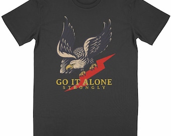 Vintage Eagle Organic Unisex T-Shirt – Go It Alone Black – Organic Cotton – Retro Grunge Style – Eco-Friendly Print