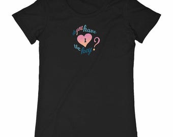 Women's organic cotton love t-shirt - "Do you have the key?" - romantic message t-shirt - couple gift idea - poetic ethical fashion