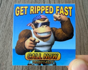 Funky Kong Sticker - Retro Graphics Donkey Kong 2”x2” Thick Vinyl Waterproof