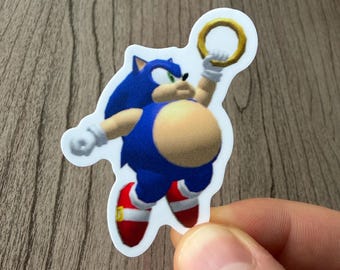 Fat Sonic the Snackhog Sticker - Retro Graphics 2x2 Thick Waterproof Vinyl