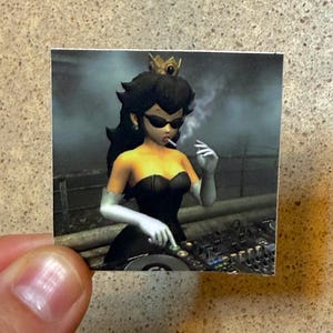 Goth Peach DJ Peaches Techno Princess Sticker - Retro Graphics 2x2 Thick Waterproof Vinyl