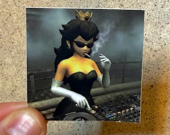 Goth Peach DJ Peaches Techno Princess Sticker - Retro Graphics 2x2 Thick Waterproof Vinyl