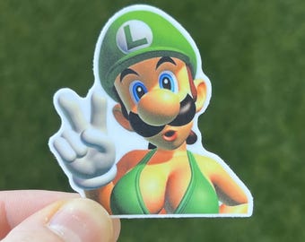 Luigi LGBT (Luigi Got Big Titties) Sticker - Retro Graphics 2x2 Thick Waterproof Vinyl