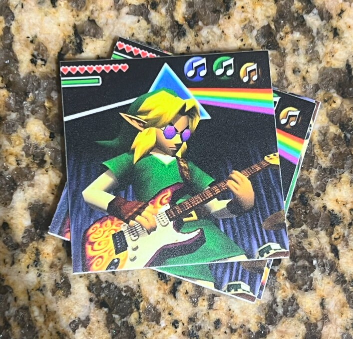 Link Floyd 2x2 Vinyl Sticker pink Floyd X Legend of Zelda: Ocarina of ...