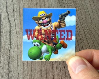 Cowboy Wario & Yoshi Sticker - 2"x2” Thick Waterproof Vinyl Sticker
