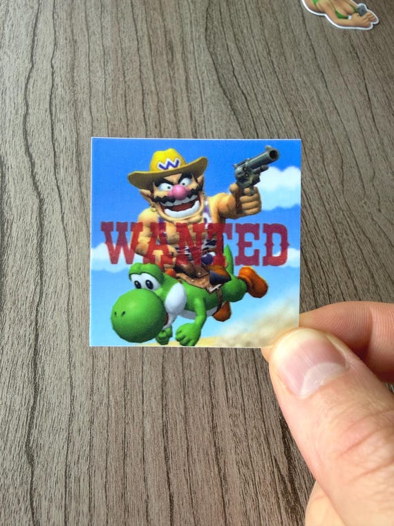Cowboy Wario & Yoshi Sticker - 2"x2” Thick Waterproof Vinyl Sticker