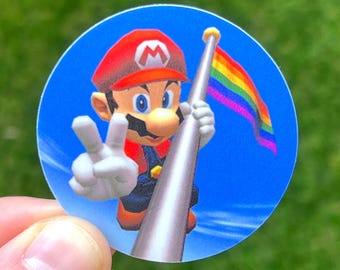 Pride Mario Sticker - Retro Graphics 2x2 Thick Waterproof Vinyl