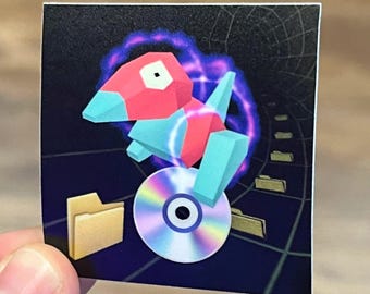 Porygon Data Retrieval Vaporwave Sticker - Retro Graphics 2x2 Thick Waterproof Vinyl