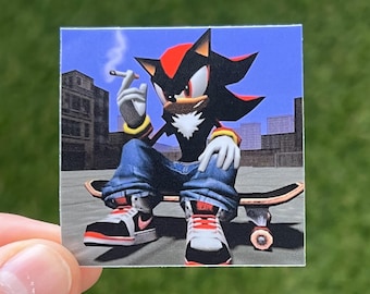 Shadow Skater Sticker - Retro Graphics 2x2 Thick Waterproof Vinyl