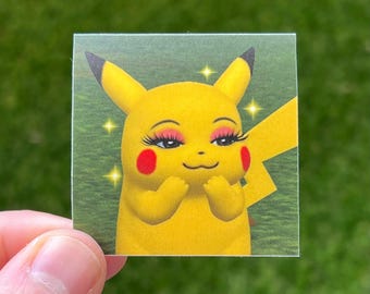 Divachu Pika Sticker - Retro Graphics 2x2 Thick Waterproof Vinyl