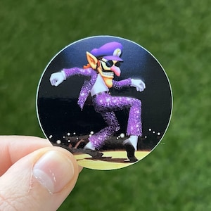 Pegatina de Waluigi Jackson - Gráficos retro, vinilo impermeable de 5 x 5 cm de grosor