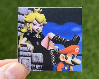 Goth Peach Sticker - Retro Graphics 2"x2" Thick Waterproof Vinyl Sticker