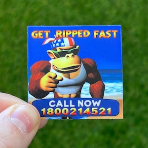 Funky Kong Sticker - Retro Graphics Donkey Kong 2”x2” Thick Vinyl Waterproof