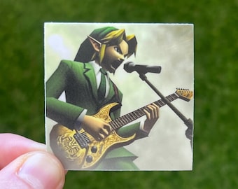 Link Floyd Guitarist 2x2 Vinyl Sticker - Retro Graphics Legend of Zelda Twilight Princess
