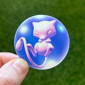 Pegatina Bubble Mew - Vinilo grueso impermeable con gráficos retro 2x2