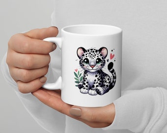 Leopardenbecher, süß, Tee- oder Kaffeetasse, Cappuccino-Tasse, heiße Schokoladentasse, Teeliebhaber, Tier, anpassbar