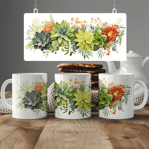 Flower Mug: Vibrant Watercolor Botanicals, Artistic Plant Illustration, Ideal for Morning Tea