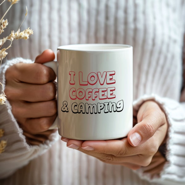 I love coffee and Camping - Camping mug , Stainless Steel, Leak,Proof for Travel & Campsite, Thoughtful Gift for Wanderlust Souls