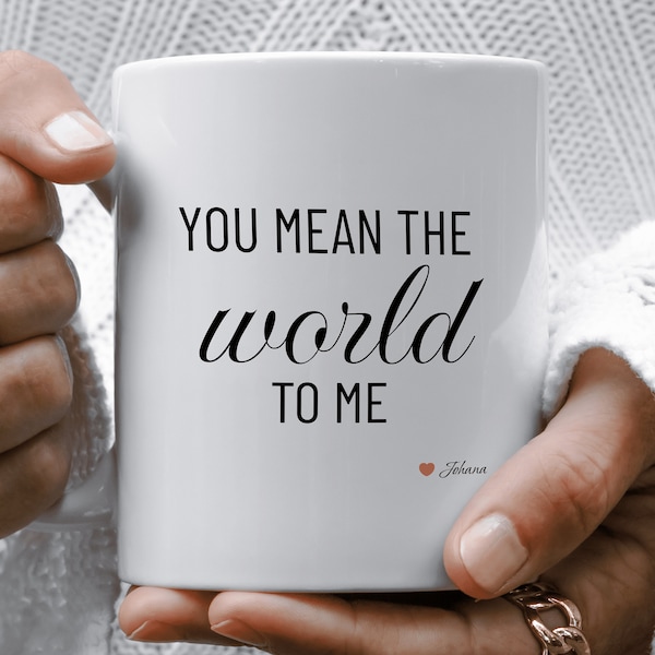 You Mean the World to Me, couple mug - Custom Coffee Mug,Personalized Mug, Husband Birthday Gift