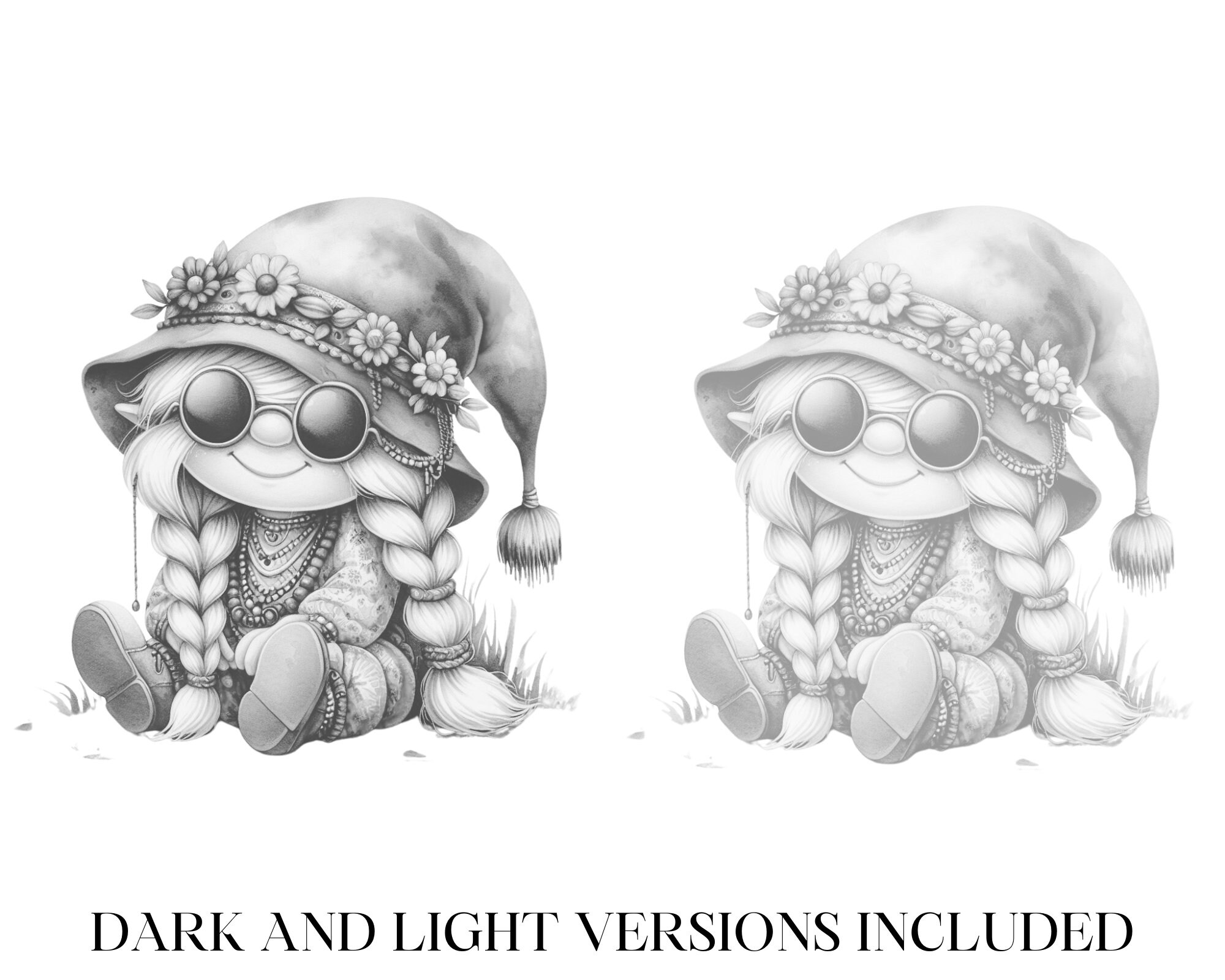 Hippie Gnome Girls Coloring Pages 110 Pages Adult & Kid Coloring Book ...