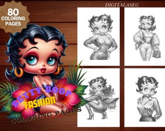 Betty Boop Fashion Coloring Book: 80 Grayscale Pages (PDF Download)