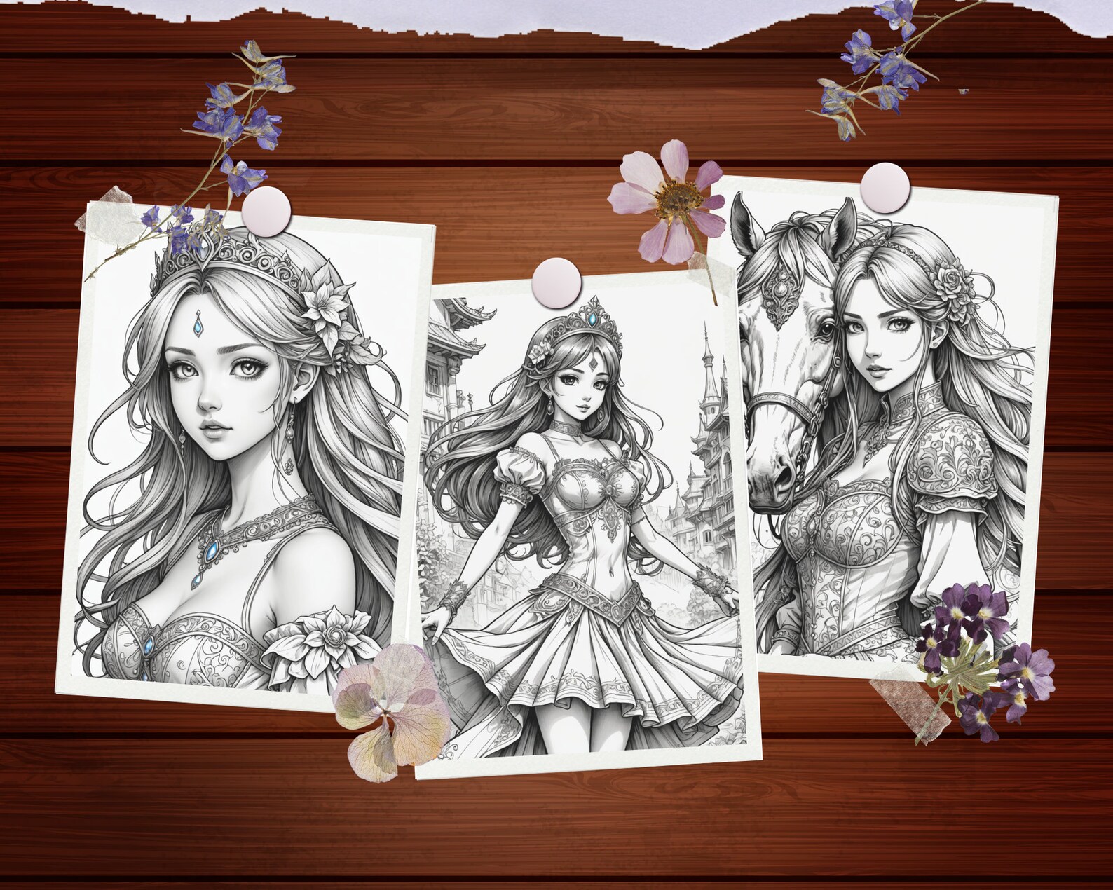 Anime Princess Cute Manga Coloring Pages 50 Pages Adult Coloring Book ...