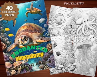 Underwater Coloring Book: 40 Enchanted Ocean Pages (Printable PDF)