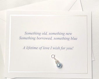 Qualcosa di blu per la sposa, bouquet di fascino nuziale, regalo nuziale dalla mamma, regalo di nozze blu, fascino nuziale di perle, regalo di nozze dalla migliore amica