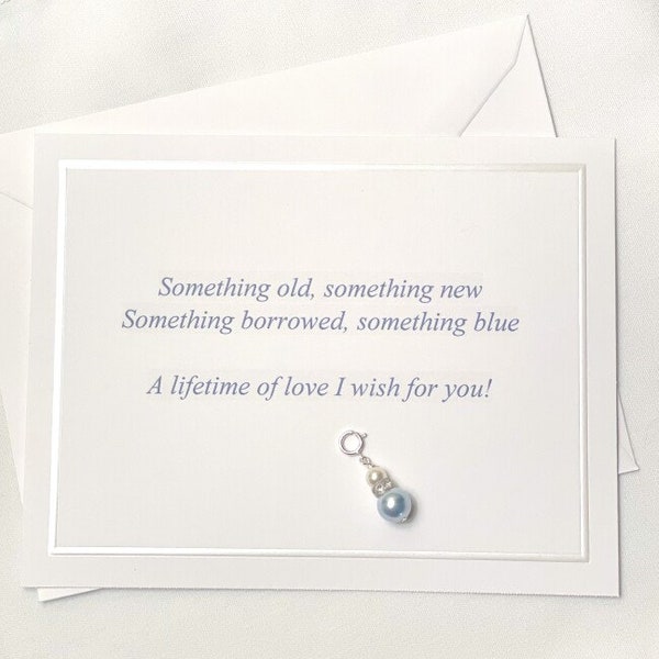 Something Blue for Bride, Bridal Charm Bouquet, Bridal Gift from Mom, Wedding Gift Blue, Pearl Bridal Charm, Wedding Gift from Best Friend