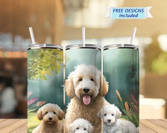 Mother's Day Mom Mama Golden Doodle and babies 20oz Skinny Tumbler Sublimation Design DIGITAL Download PNG Instant DIGITAL Tumbler Wrap