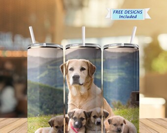 Mother's Day Mom Mama Dog and Babies 20oz Skinny Tumbler Sublimation Design DIGITAL Download PNG Instant DIGITAL Tumbler Wrap