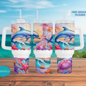 100 ml Delfin Ozean Becher Design - Sea Life Reisebecher mit Delfinen und Wellen - Thermobecher Meerestiere für Strand- und Meeresliebhaber