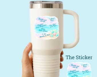 Sticker zelfzorgbevestiging | Sticker ademen en loslaten | Kalmerende strandcitaten | Vinyl voor geestelijke gezondheid