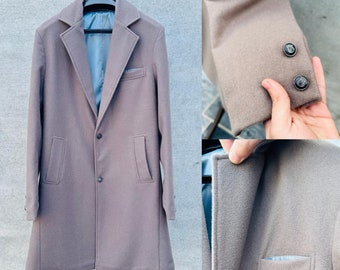 Custom Made Winter Wool Coat Men, Handmade Winter Coat, Double Breasted Overcoat, Vintage Short Coat Men Warm