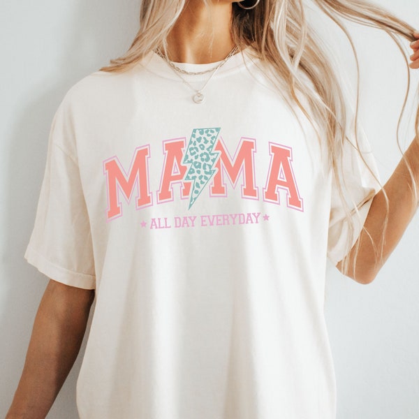 Cute Mama print shirt, comfort colors mama shirt, mothers day shirt, gift for mom, pregnancy reveal shirt, varsity mama shirt, mom tshirt