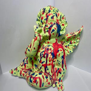 Handbemalte Dekofigur Engel Figur Dekoration Accessoire Höhe ca. 25 cm Hellgrün Acrylfarben