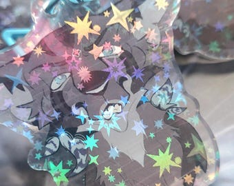 Holografische sleutelhanger Jayfeather - cadeau krijgerkatten