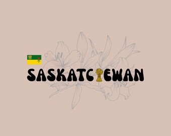 Saskatchewan Floral Line Art PNG | Prairie Province Design | DTF & Sublimation Ready