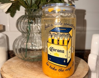 Corona Snow Globe Tumbler 16oz | Beer Inspired Cup | Glitter Liquid Tumbler | Funny Drinking Cup | Gift for Him | Summer Drinkware